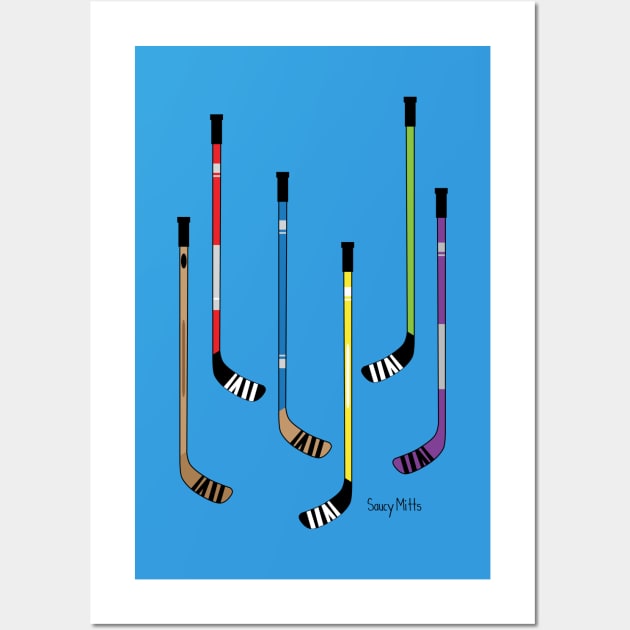 Colorful Hockey Sticks Wall Art by SaucyMittsHockey